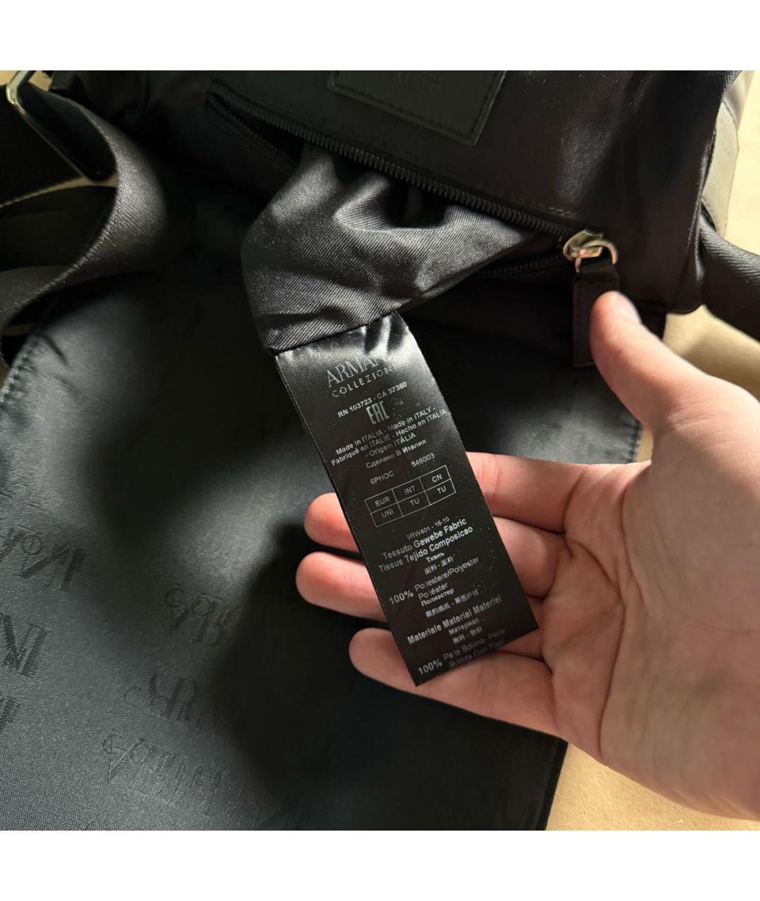 ARMANI COLLEZIONI Черная кожаная сумка на плечо, фото 8