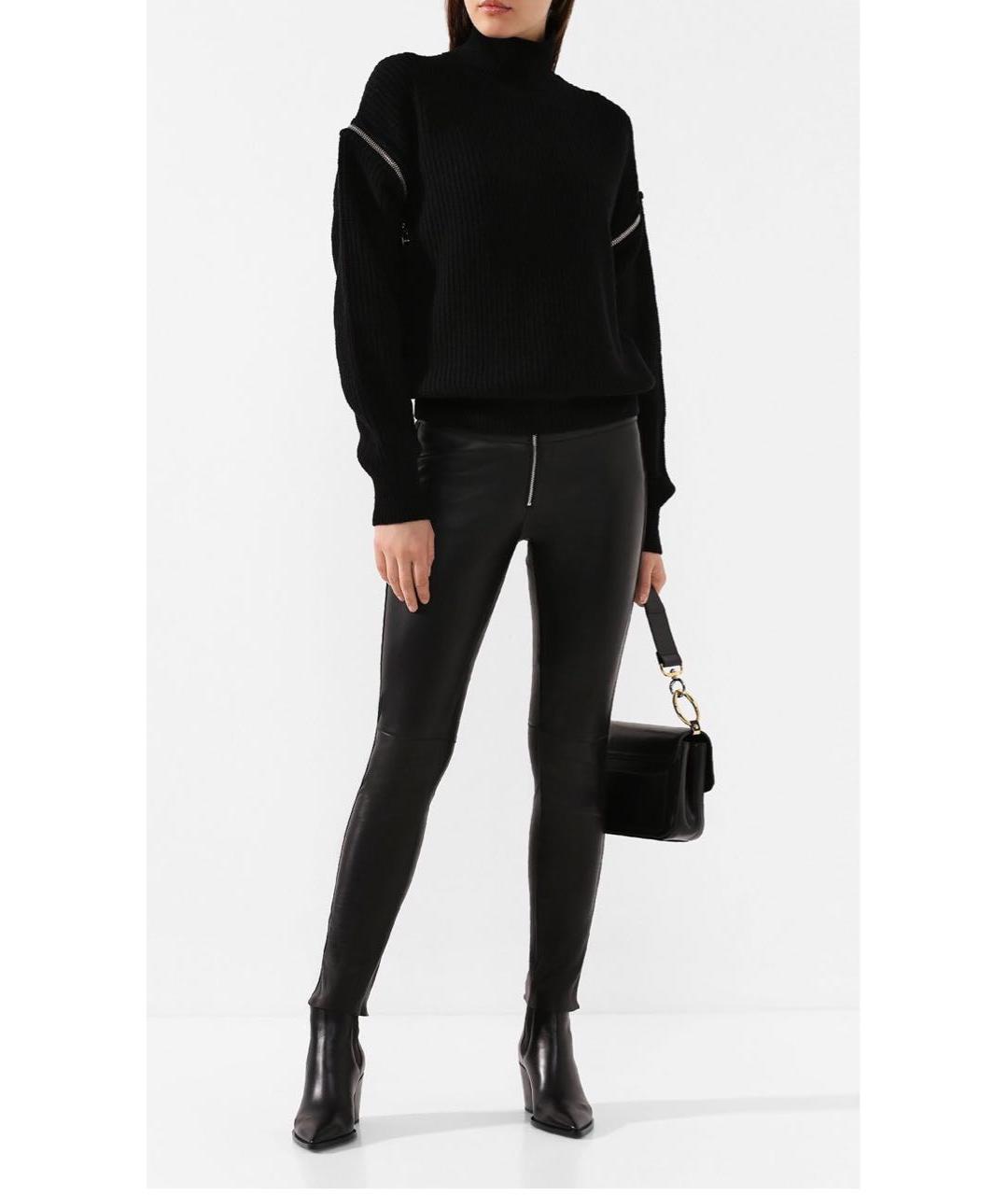 EMPORIO ARMANI Черные кожаные леггинсы и велосипедки, фото 2