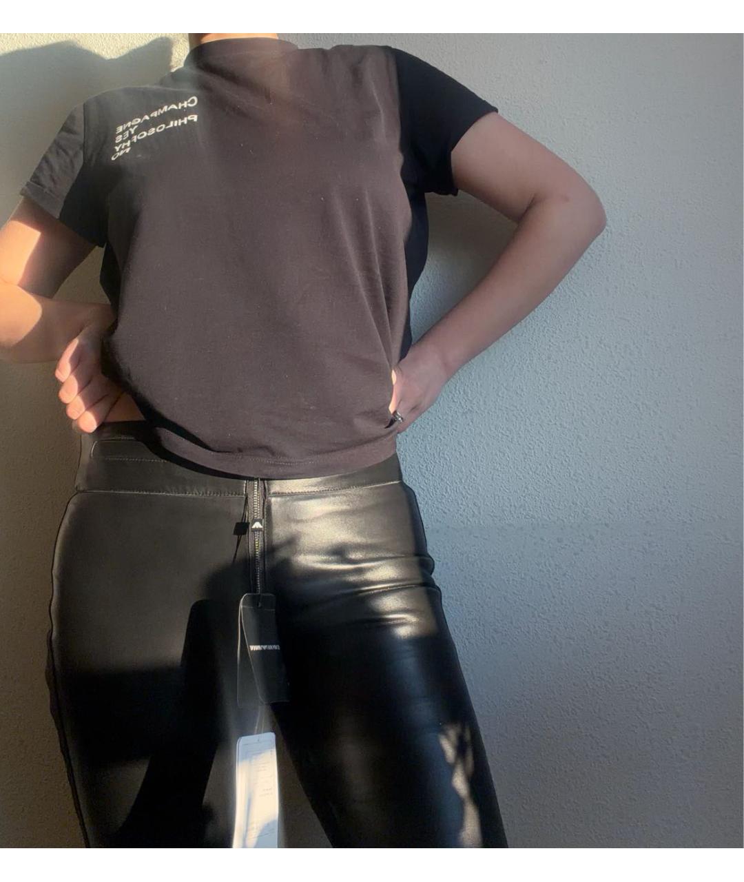 EMPORIO ARMANI Черные кожаные леггинсы и велосипедки, фото 6