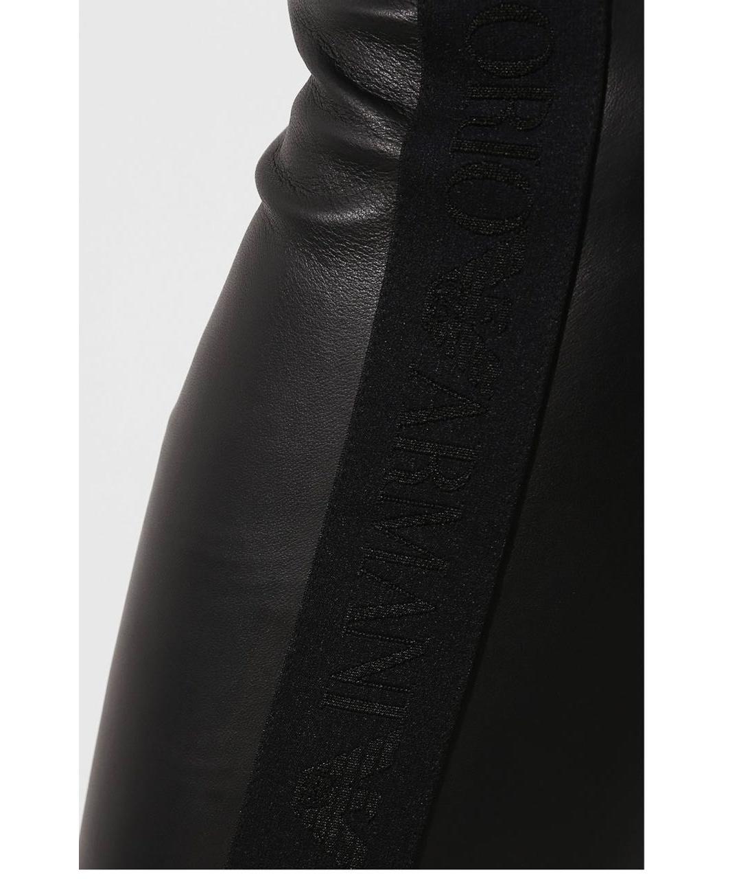 EMPORIO ARMANI Черные кожаные леггинсы и велосипедки, фото 3