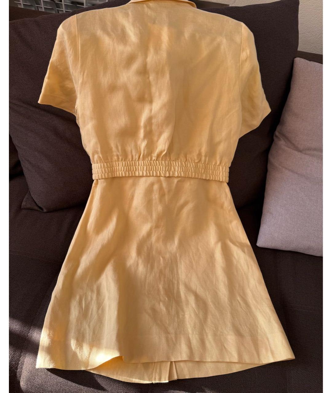 SANDRO Желтое льняное повседневное платье, фото 2