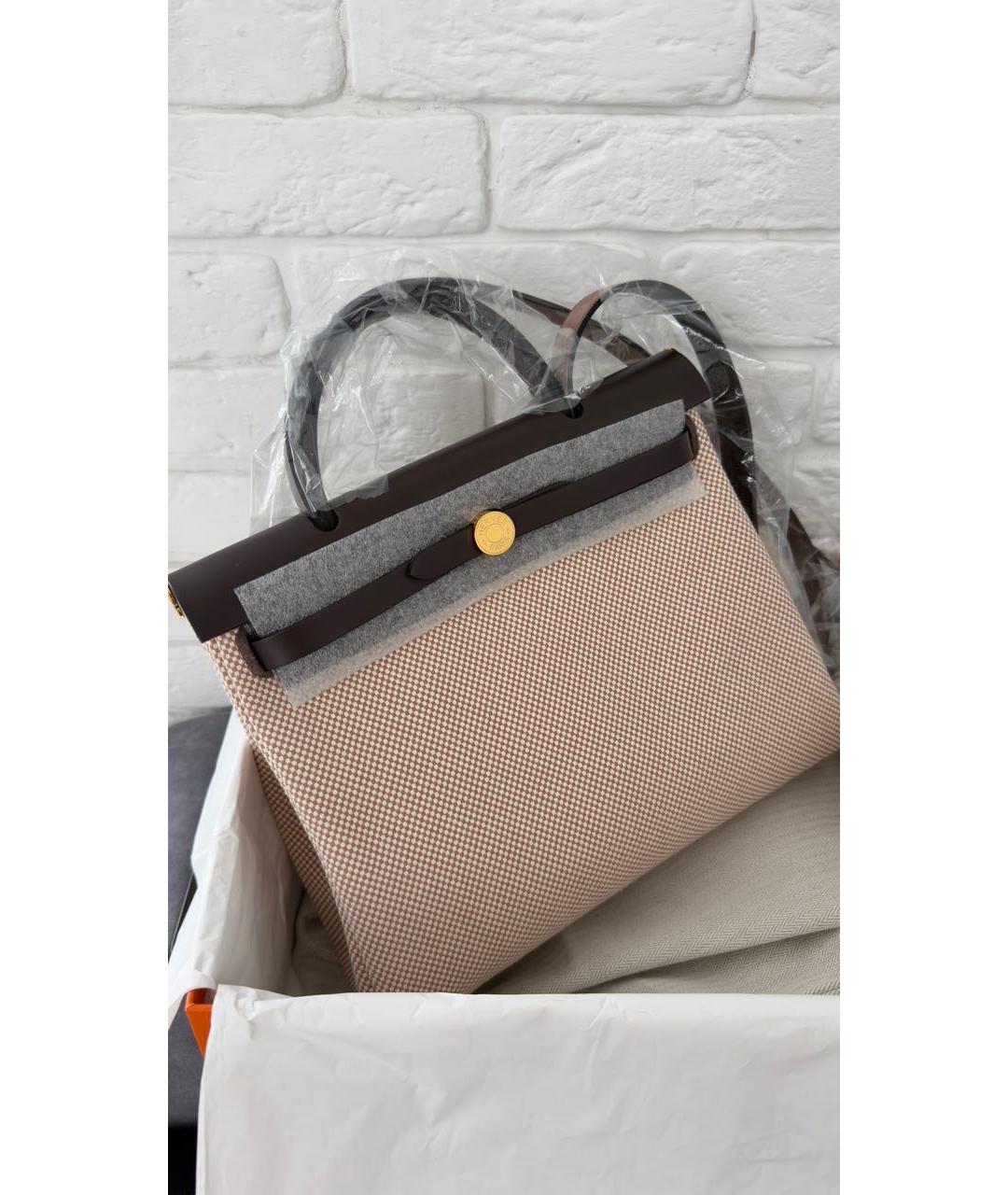 HERMES Бежевая кожаная сумка через плечо, фото 4