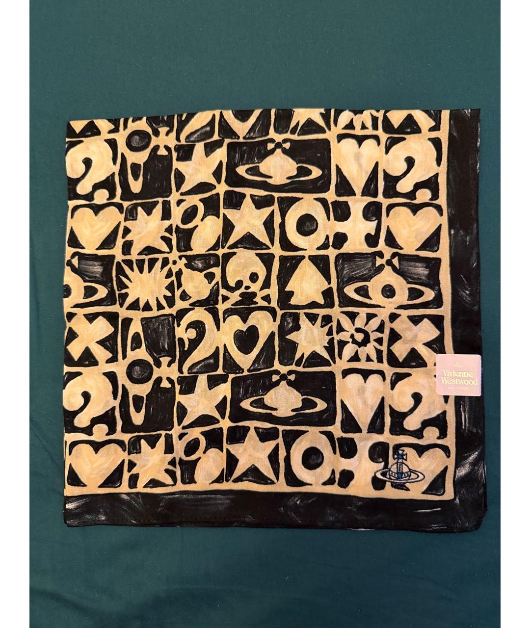 VIVIENNE WESTWOOD Черный хлопковый платок, фото 3