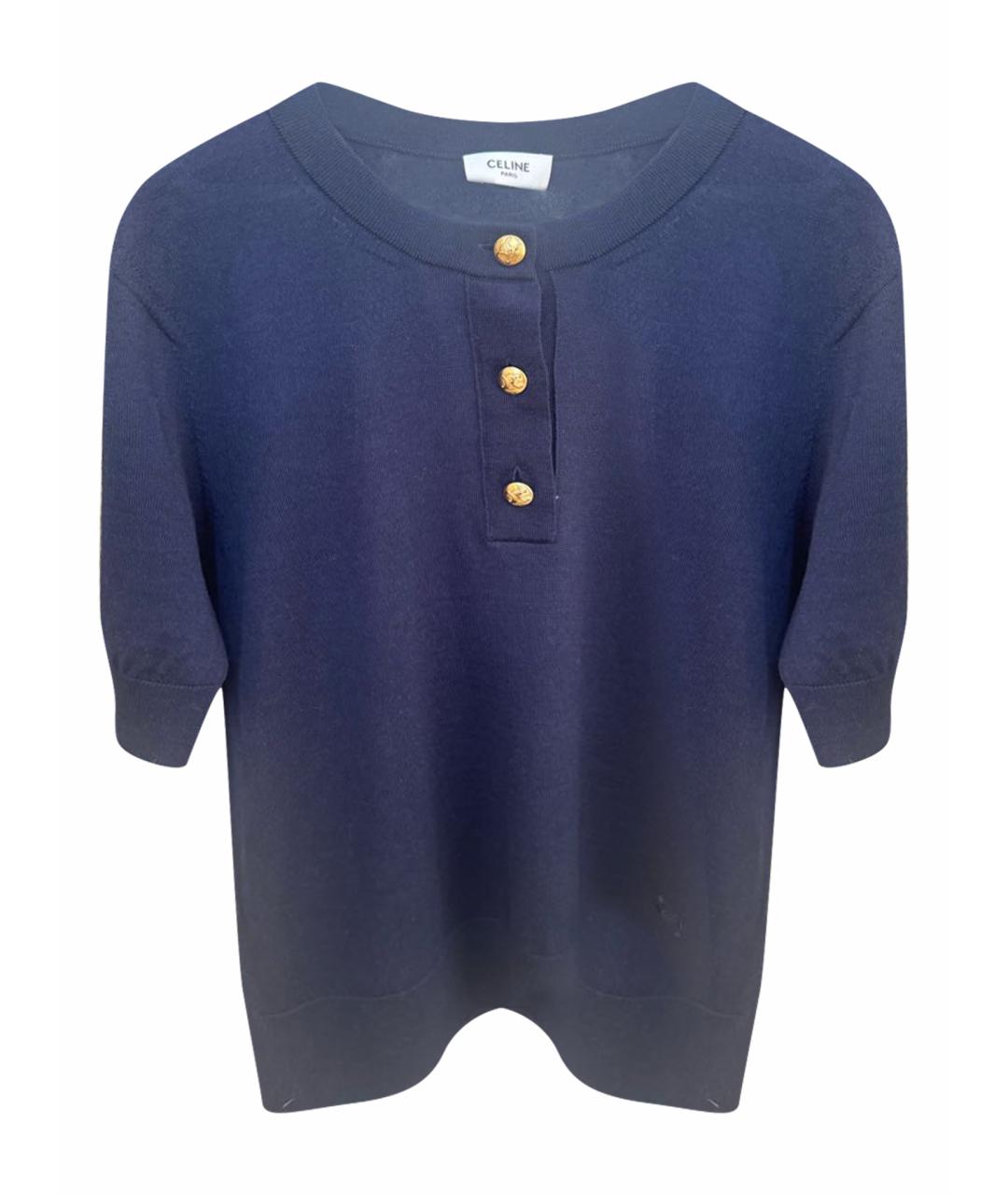 CELINE Темно-синий шерстяной джемпер / свитер, фото 1