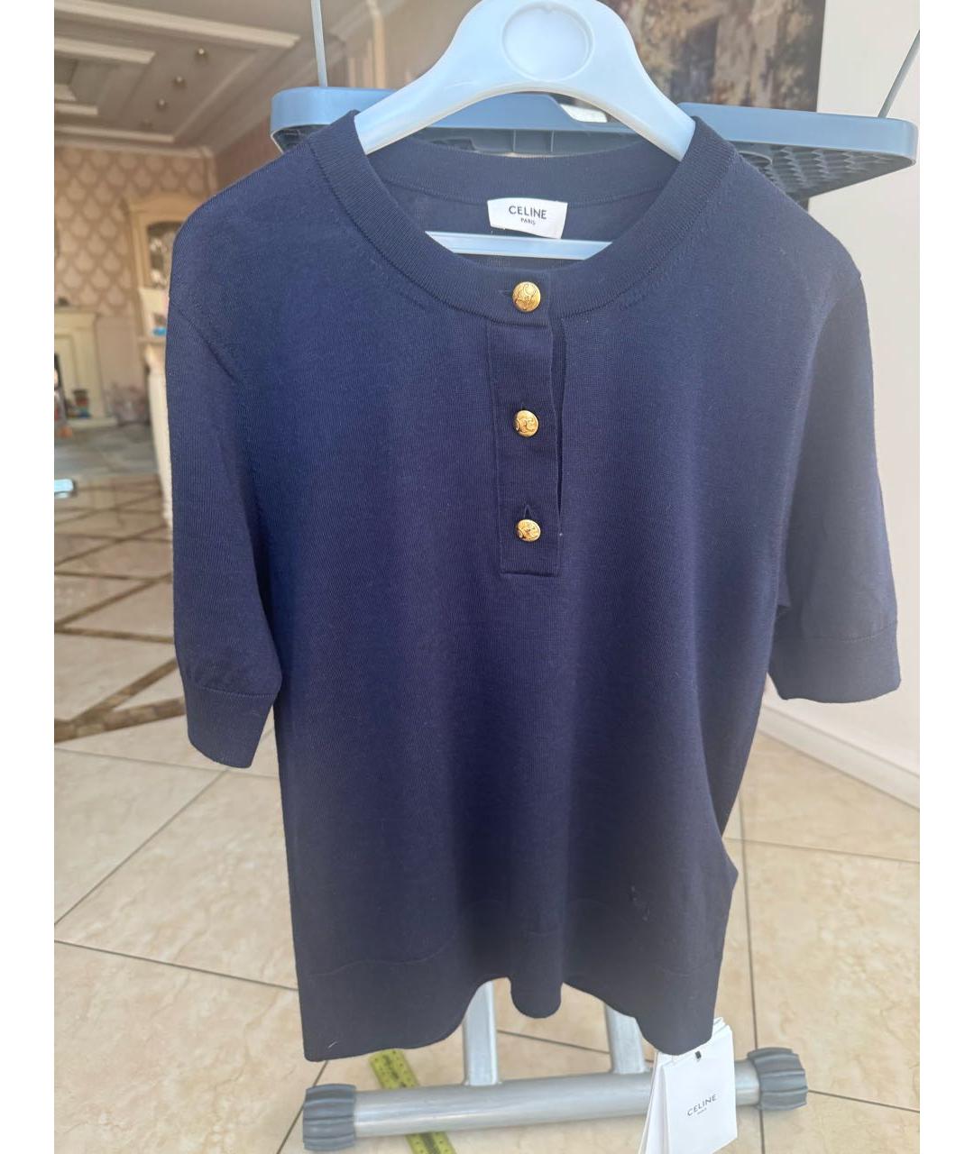 CELINE Темно-синий шерстяной джемпер / свитер, фото 6