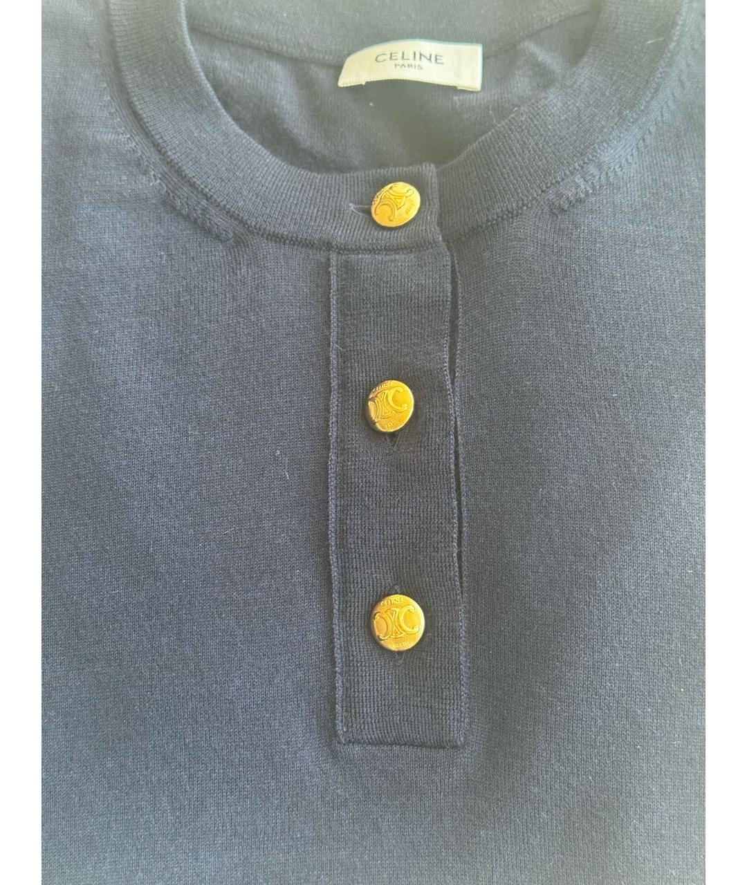 CELINE Темно-синий шерстяной джемпер / свитер, фото 4
