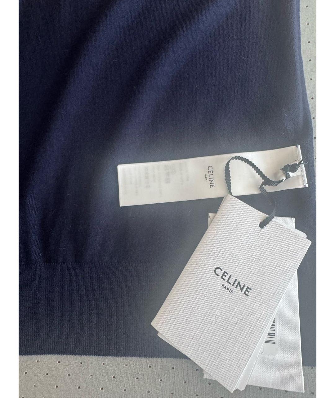 CELINE Темно-синий шерстяной джемпер / свитер, фото 3
