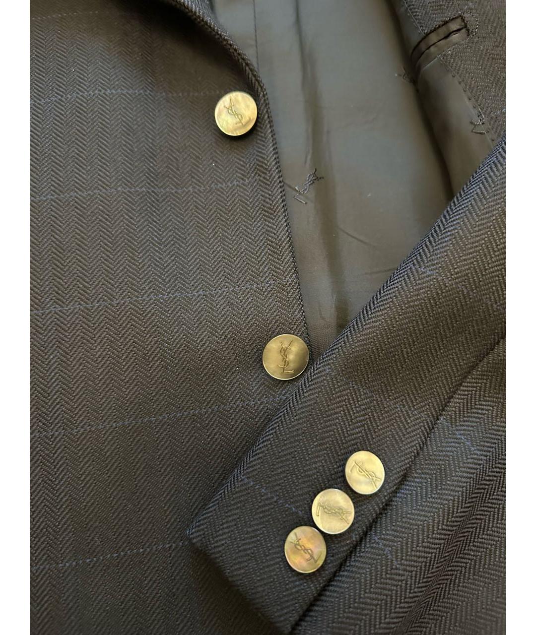 SAINT LAURENT Темно-синий шерстяной пиджак, фото 2