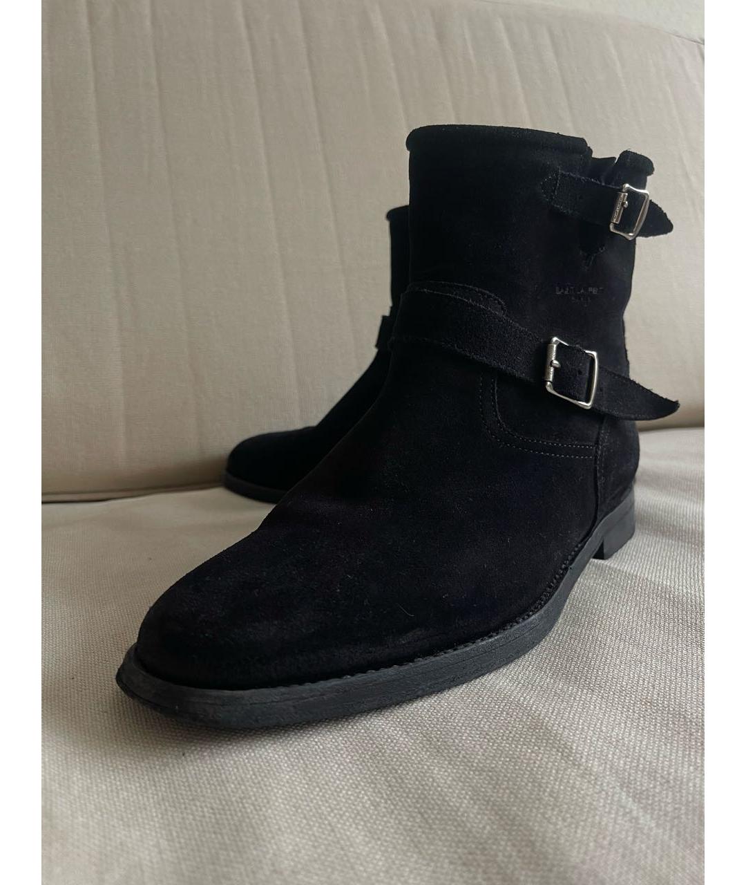 SAINT LAURENT Черные замшевые полусапоги, фото 2