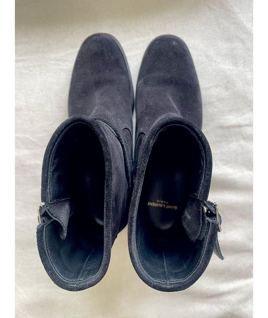 SAINT LAURENT Черные замшевые полусапоги, фото 4