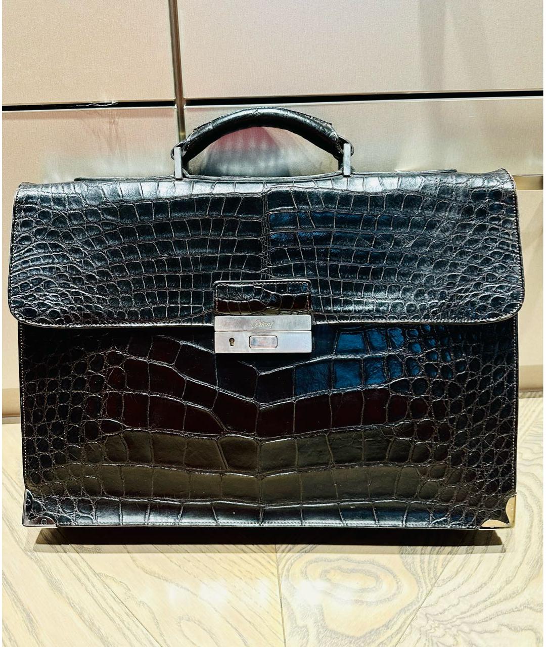 BRIONI Коричневый портфель из экзотической кожи, фото 7