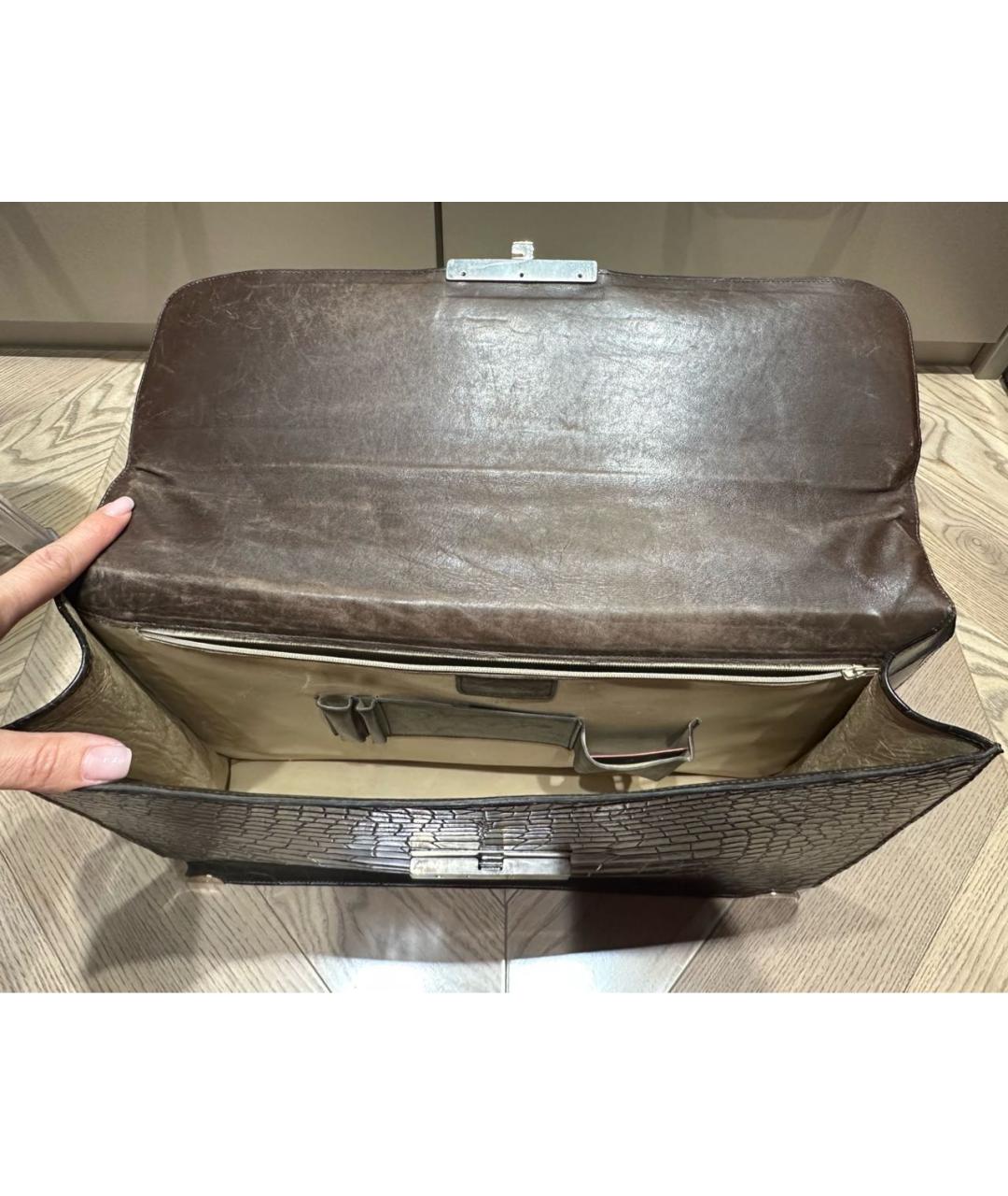 BRIONI Коричневый портфель из экзотической кожи, фото 5