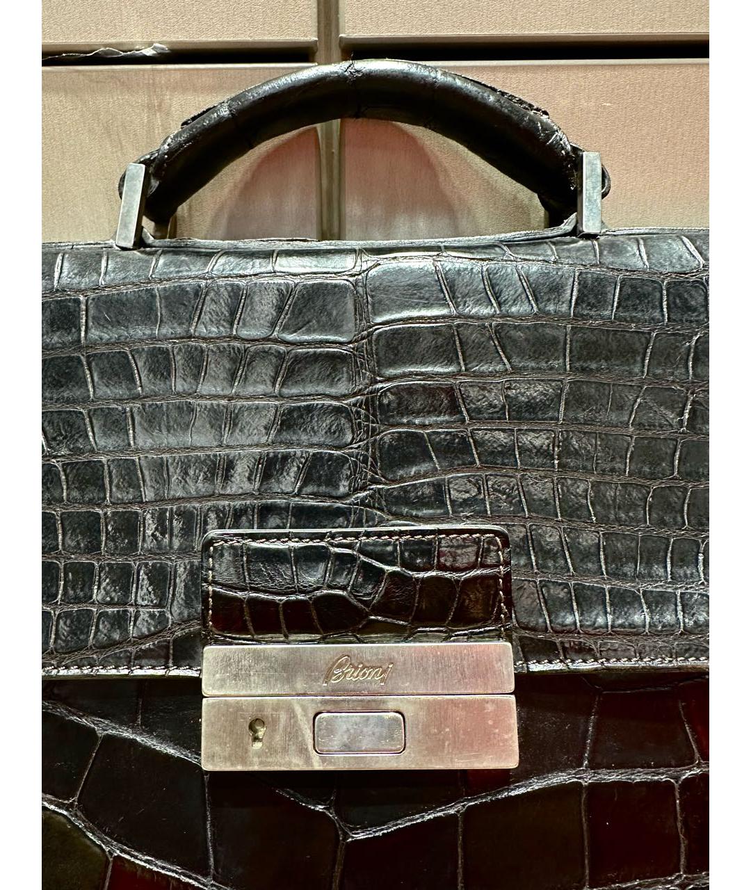 BRIONI Коричневый портфель из экзотической кожи, фото 3