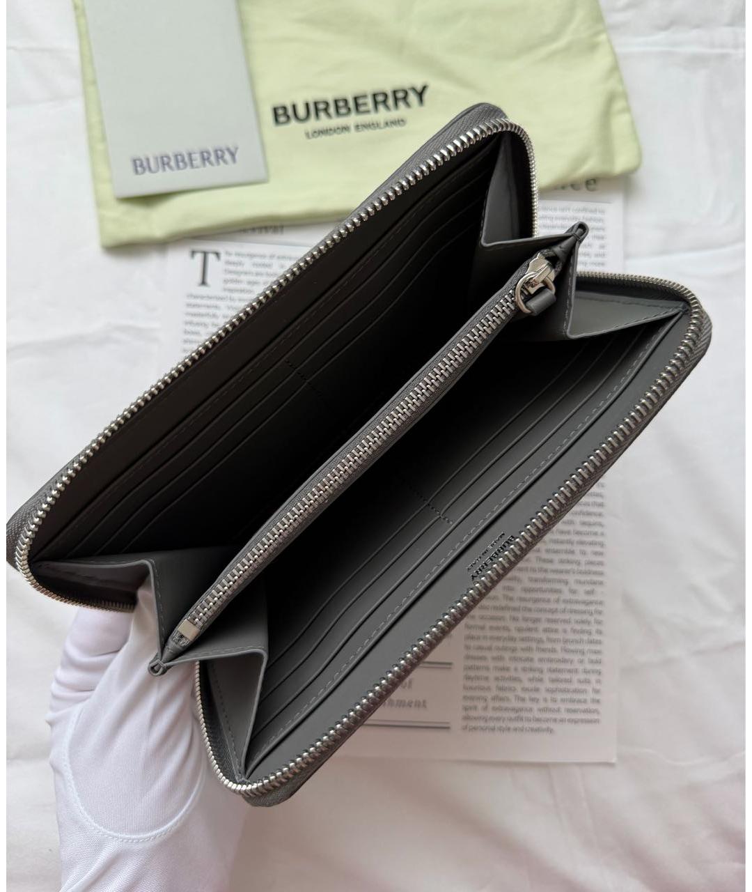 BURBERRY Антрацитовый кожаный кошелек, фото 3
