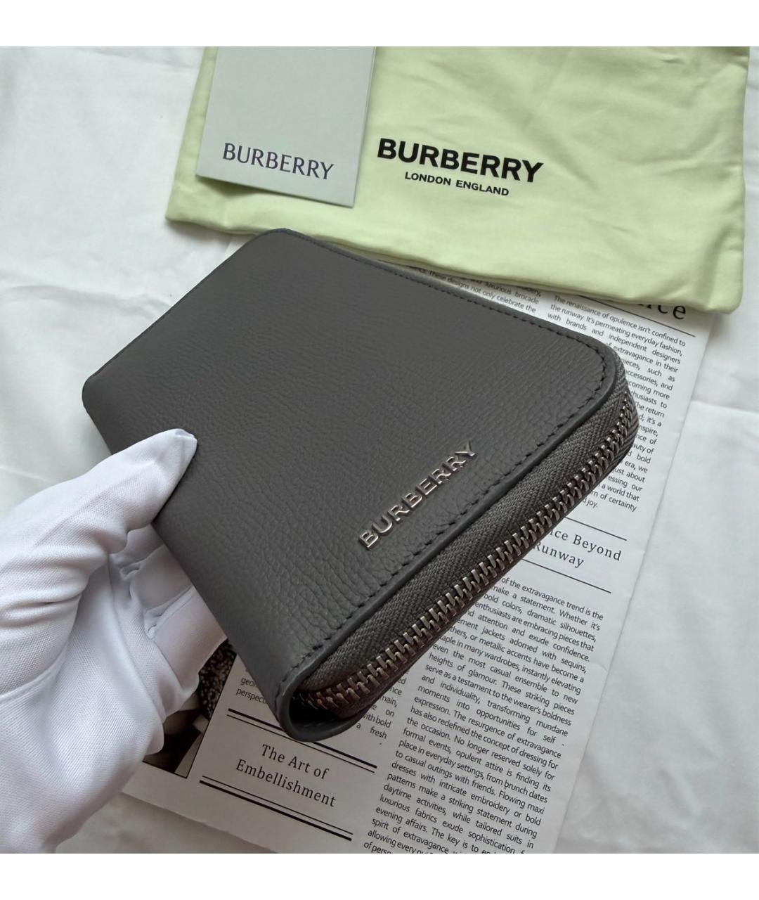 BURBERRY Антрацитовый кожаный кошелек, фото 5