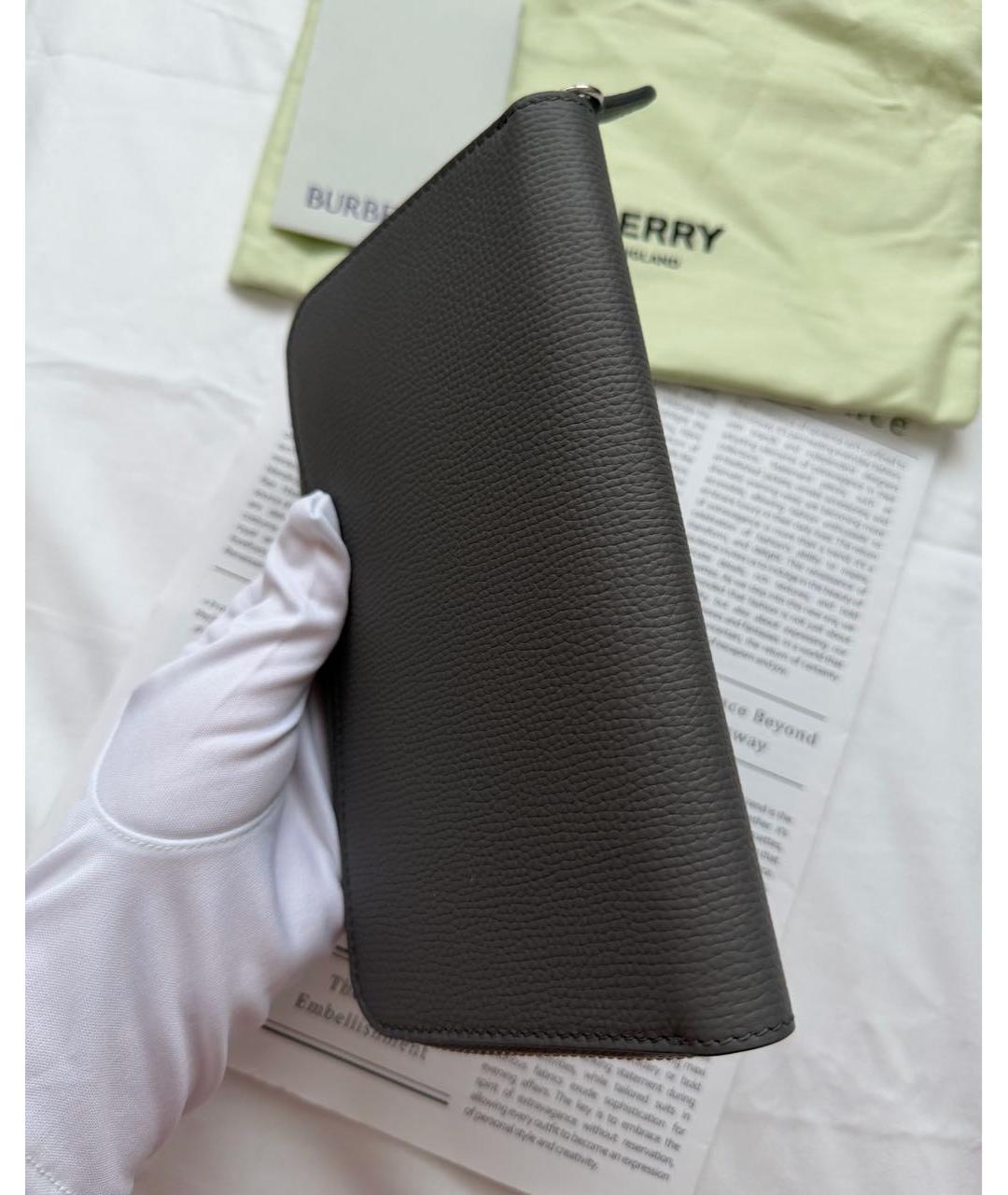 BURBERRY Антрацитовый кожаный кошелек, фото 6