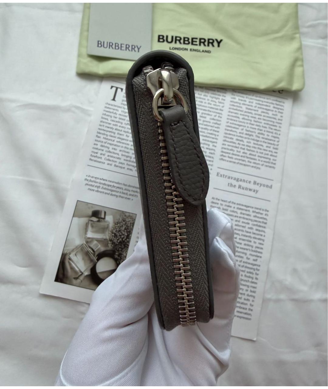 BURBERRY Антрацитовый кожаный кошелек, фото 7