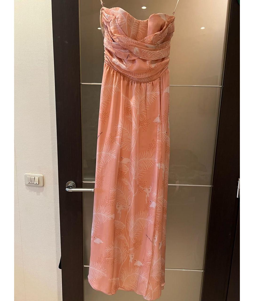 ELISABETTA FRANCHI Коралловое шелковое вечернее платье, фото 8