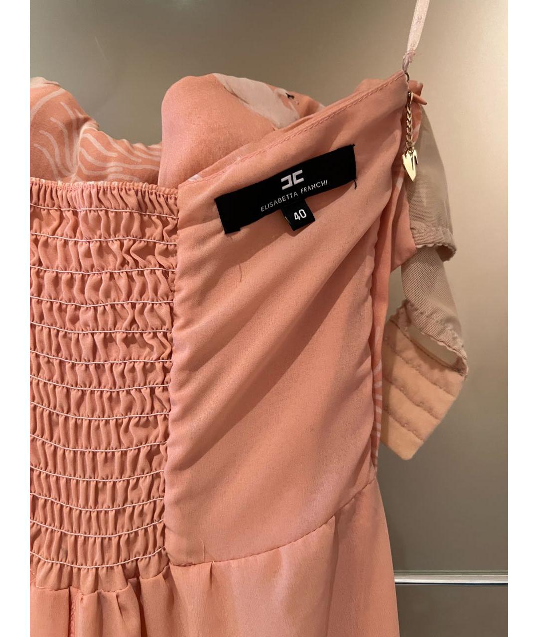 ELISABETTA FRANCHI Коралловое шелковое вечернее платье, фото 3