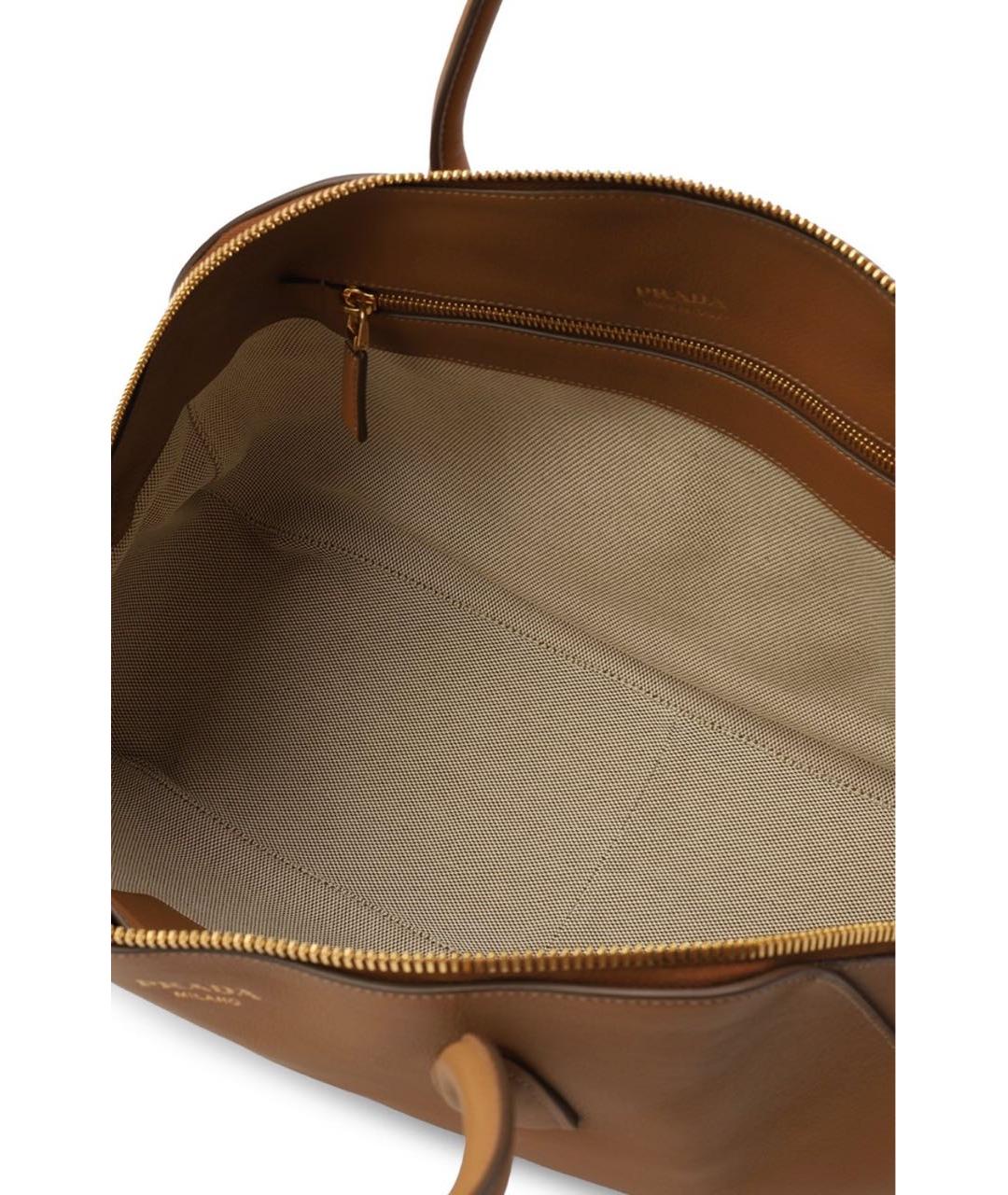 PRADA Коричневая кожаная сумка тоут, фото 4