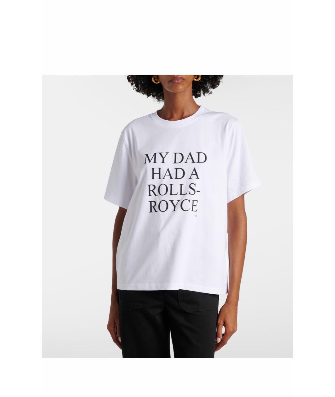 VICTORIA BECKHAM Белая хлопковая футболка, фото 2