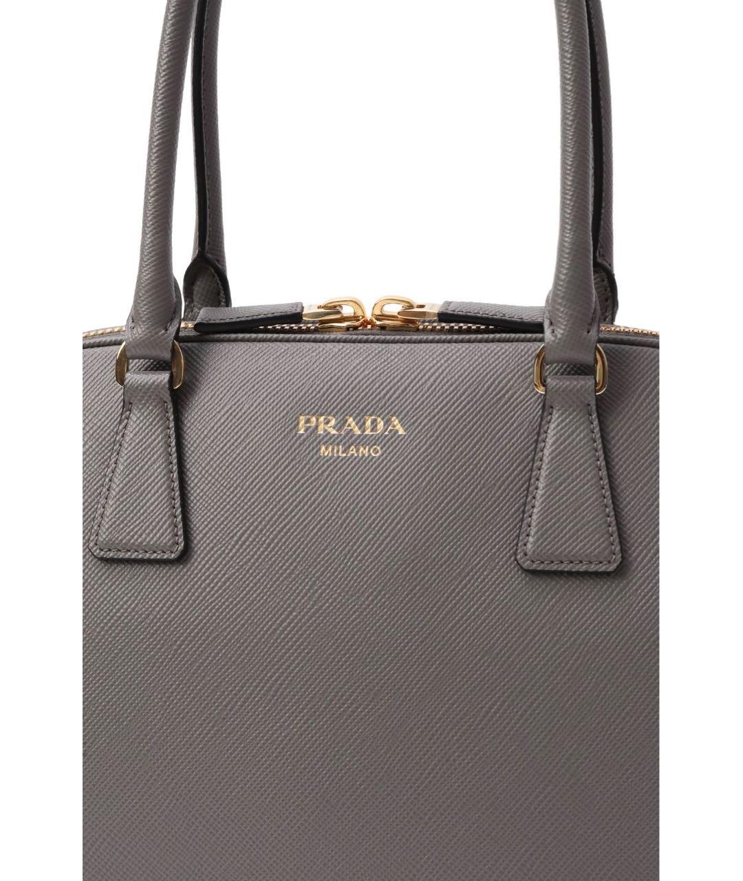 PRADA Серая кожаная сумка тоут, фото 3