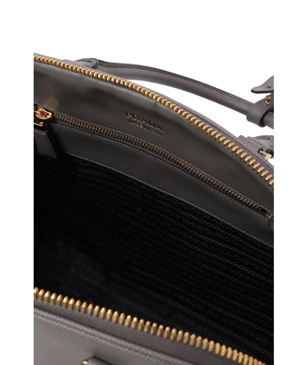 PRADA Серая кожаная сумка тоут, фото 4