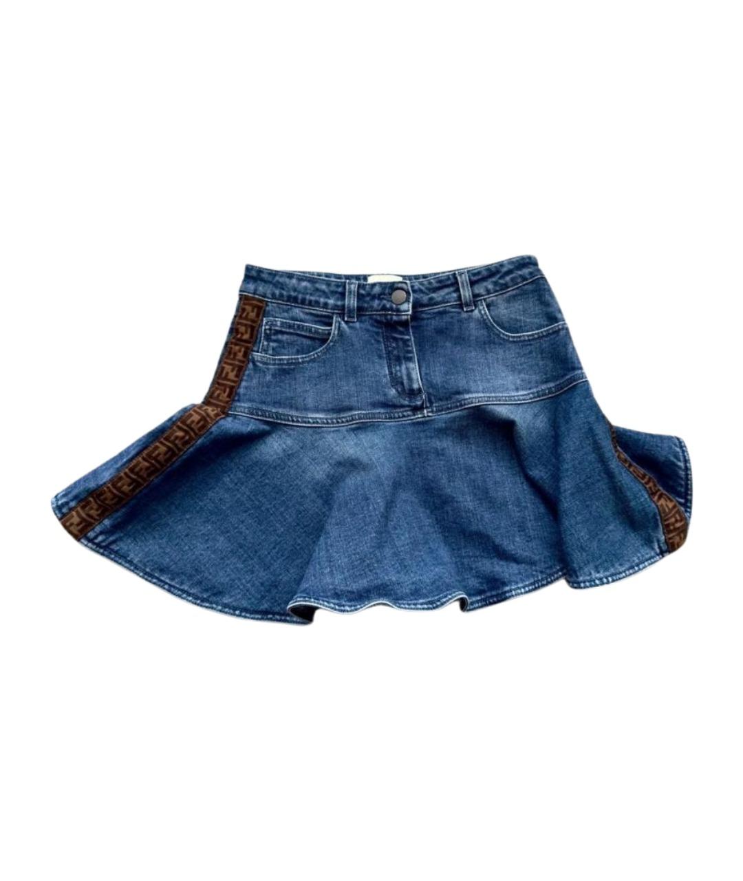 FENDI Синяя хлопковая юбка, фото 1