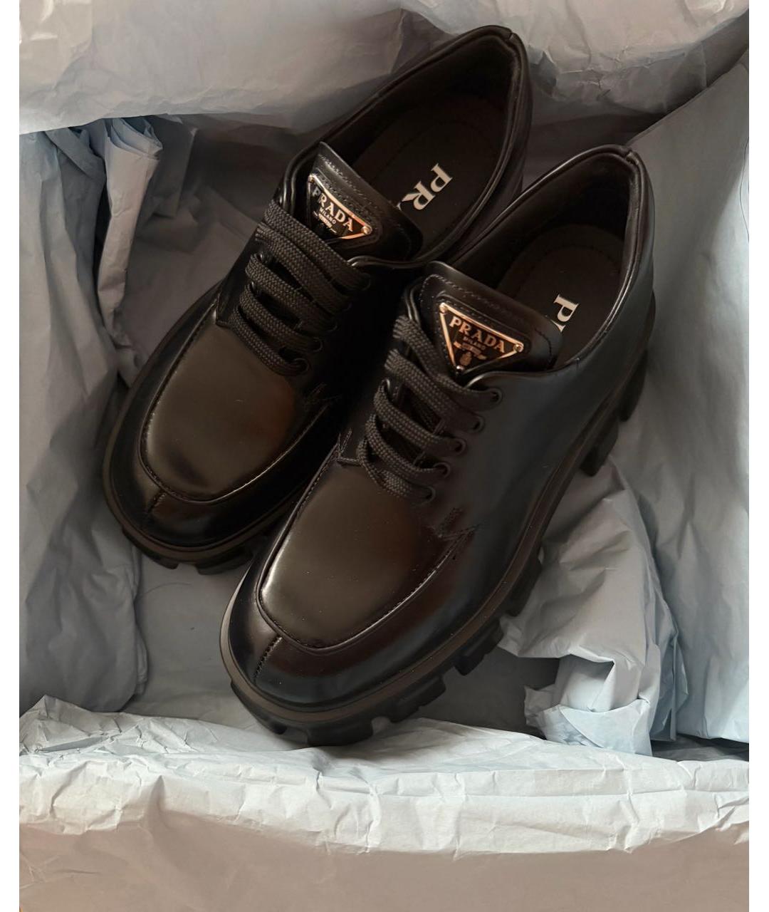 PRADA Черные кожаные лоферы, фото 3