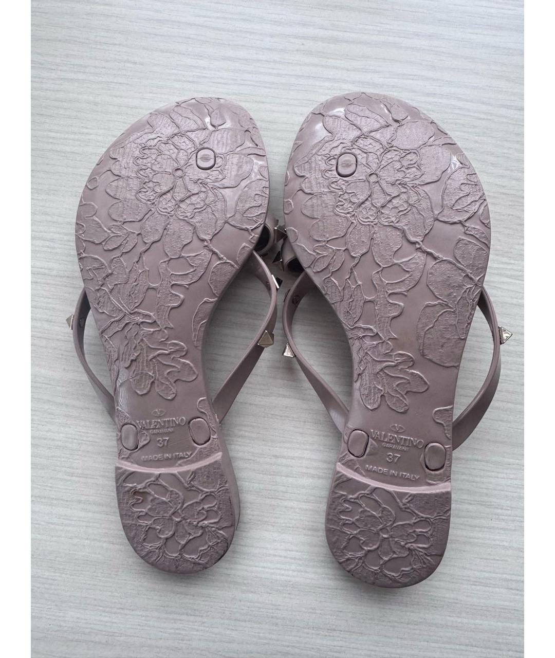 VALENTINO Бежевые резиновые шлепанцы, фото 4