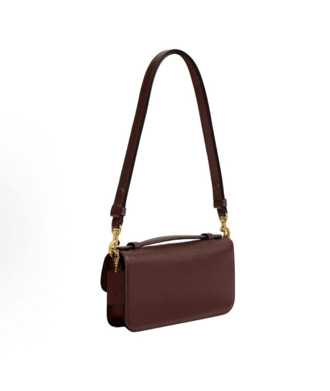 COACH Коричневая кожаная сумка через плечо, фото 2