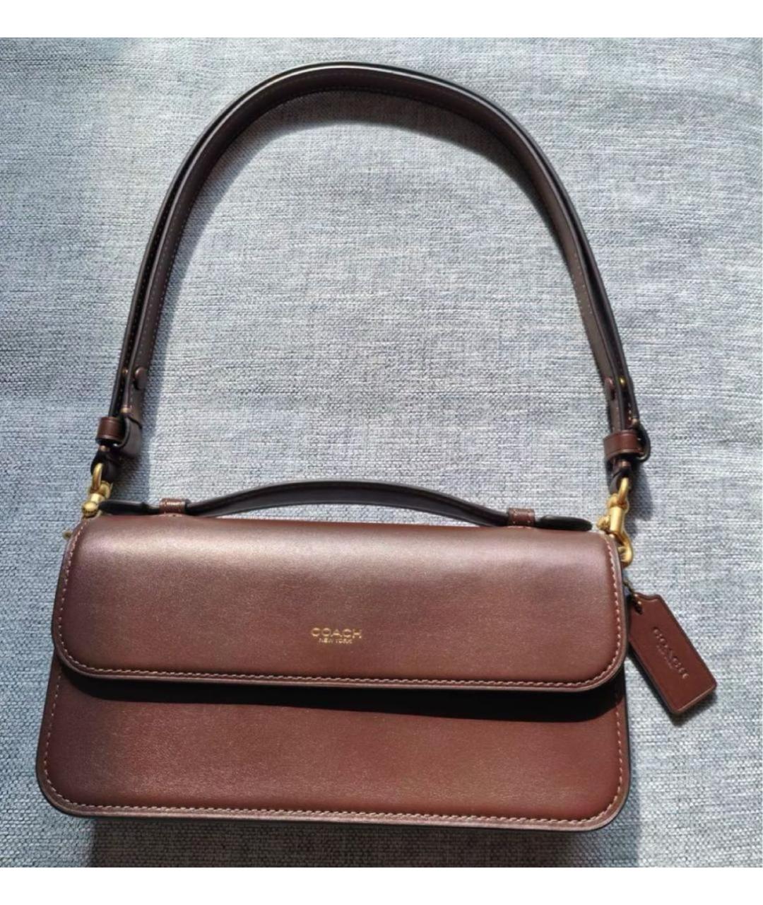 COACH Коричневая кожаная сумка через плечо, фото 7