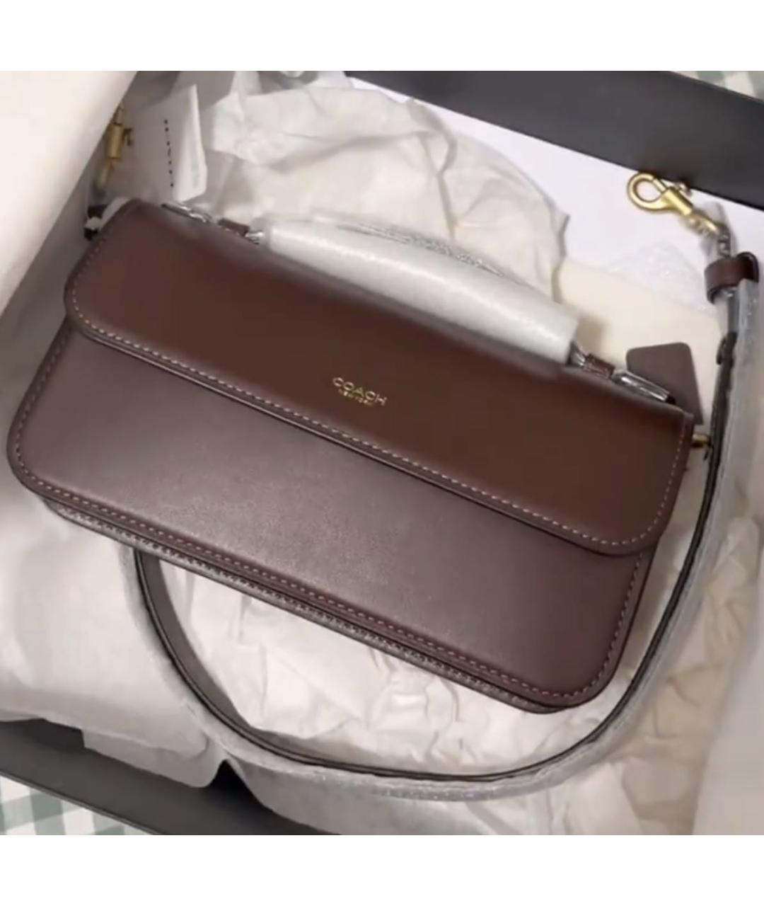 COACH Коричневая кожаная сумка через плечо, фото 8