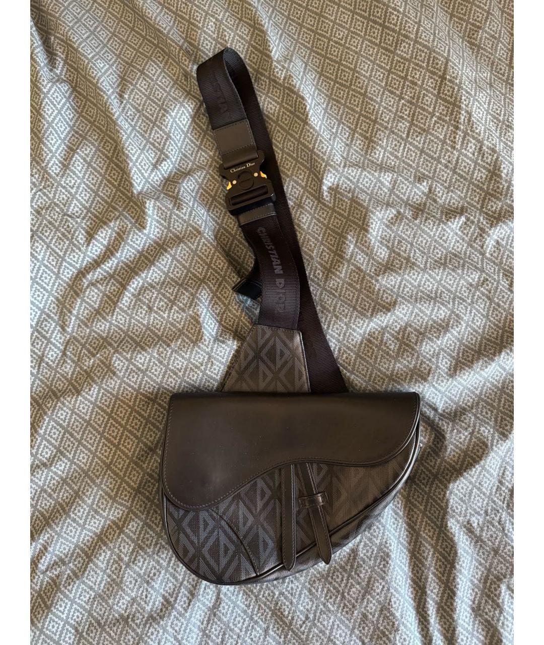 CHRISTIAN DIOR Черная кожаная поясная сумка, фото 7