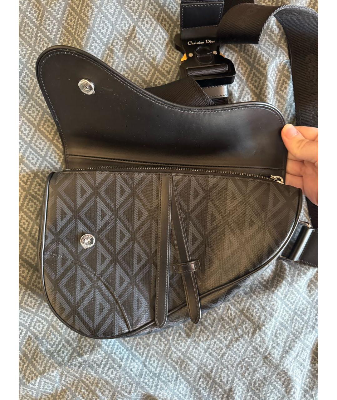 CHRISTIAN DIOR Черная кожаная поясная сумка, фото 6