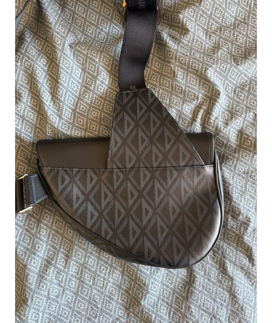 CHRISTIAN DIOR Черная кожаная поясная сумка, фото 3