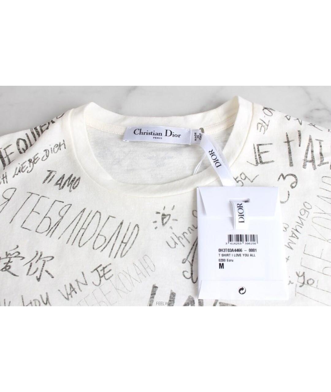 CHRISTIAN DIOR Белая хлопковая футболка, фото 2