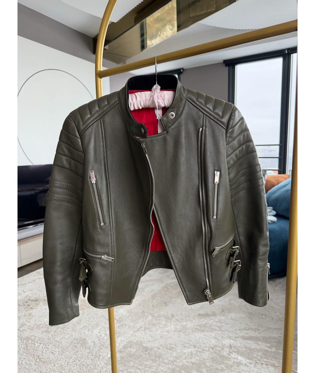 CELINE Зеленая кожаная куртка, фото 5