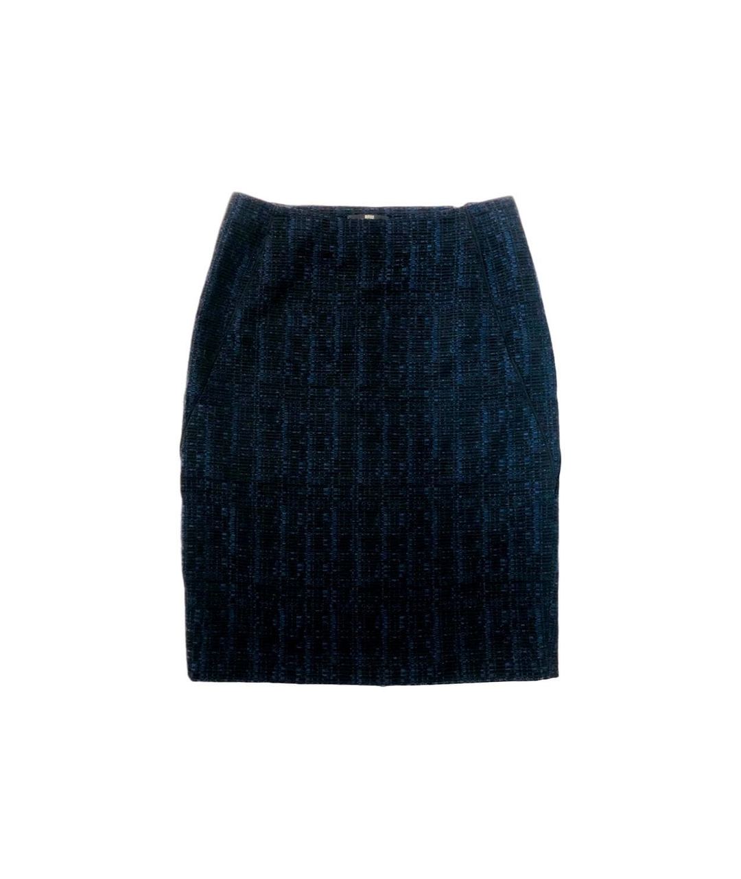 HUGO BOSS Темно-синяя кашемировая юбка миди, фото 1