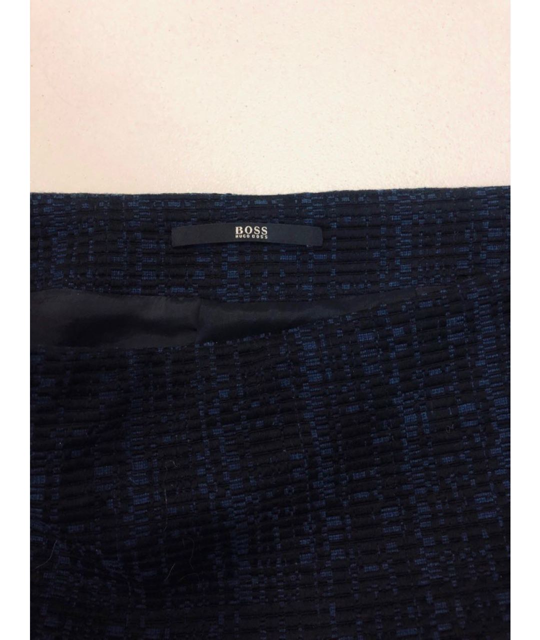 HUGO BOSS Темно-синяя кашемировая юбка миди, фото 4