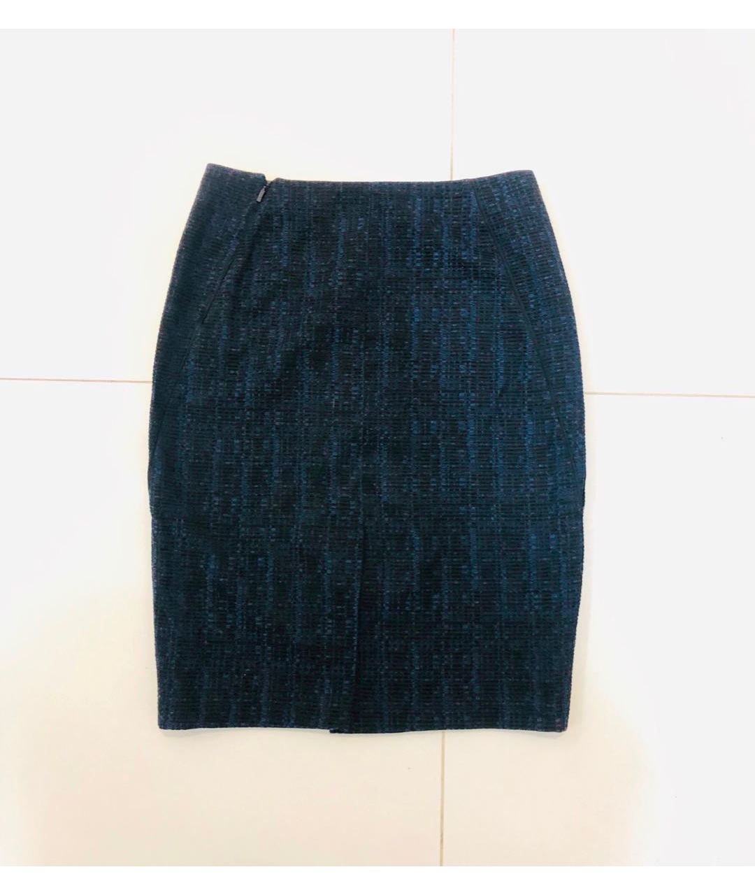 HUGO BOSS Темно-синяя кашемировая юбка миди, фото 8