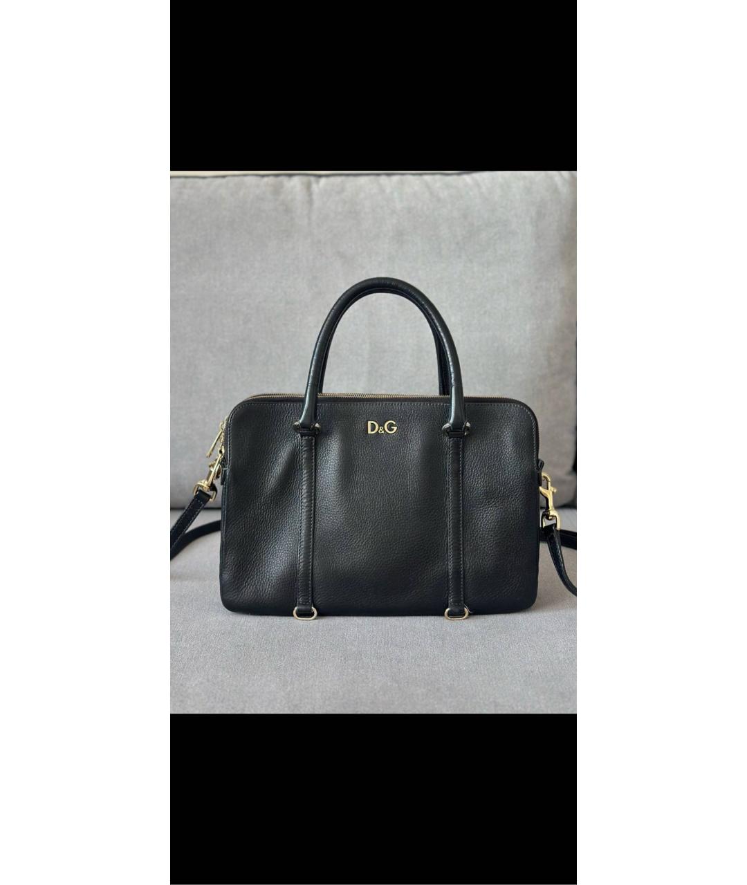 DOLCE&GABBANA Черная кожаная сумка с короткими ручками, фото 5