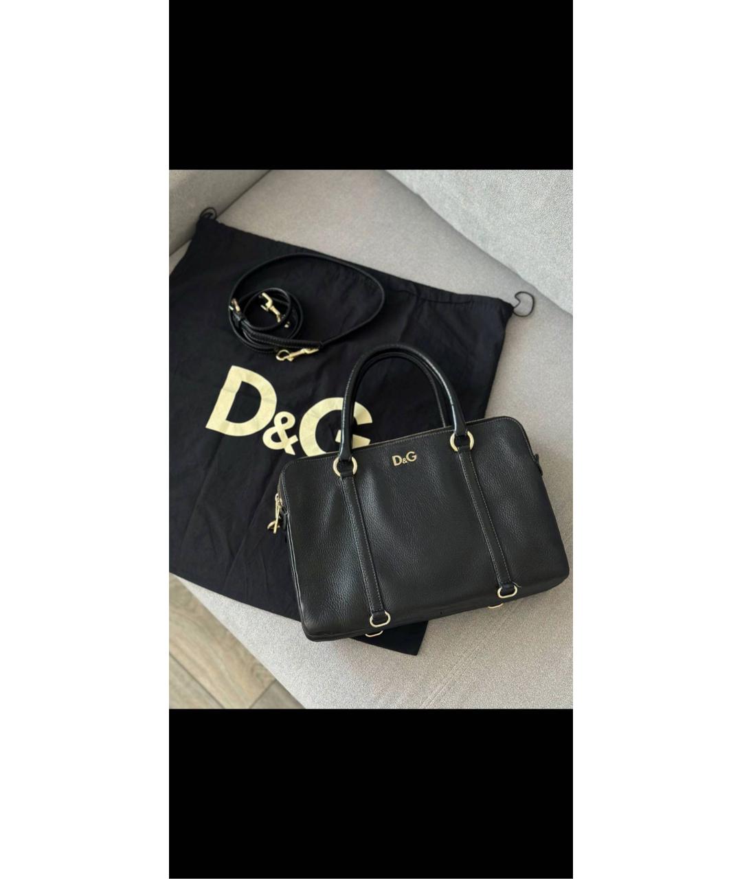 DOLCE&GABBANA Черная кожаная сумка с короткими ручками, фото 3