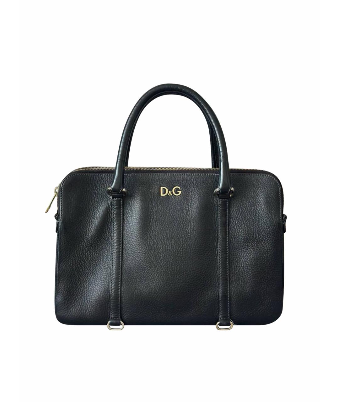 DOLCE&GABBANA Черная кожаная сумка с короткими ручками, фото 1