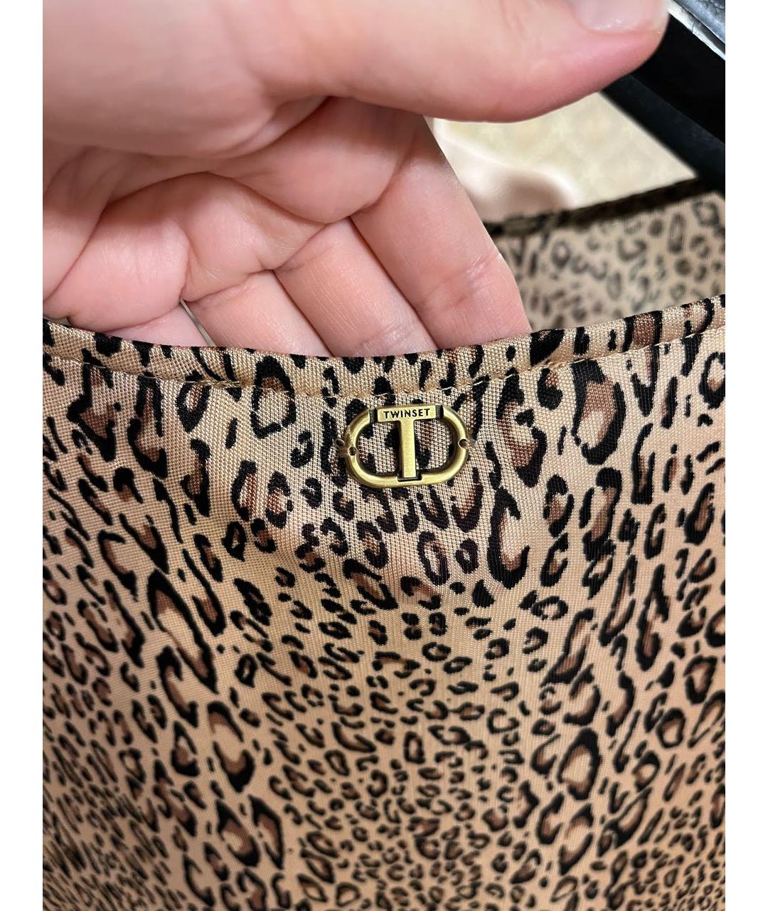 TWIN-SET Коричневое вискозное коктейльное платье, фото 7