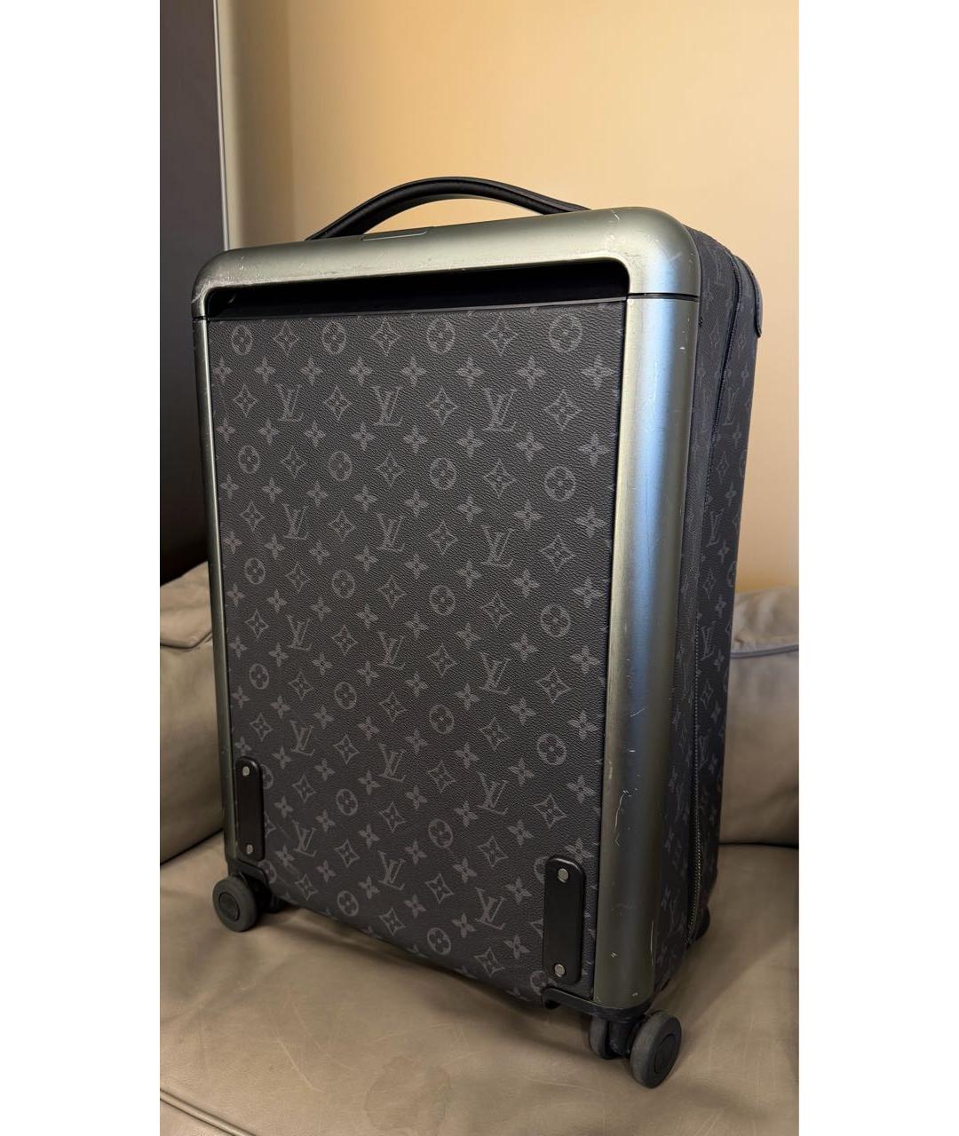 LOUIS VUITTON Черный кожаный чемодан, фото 3