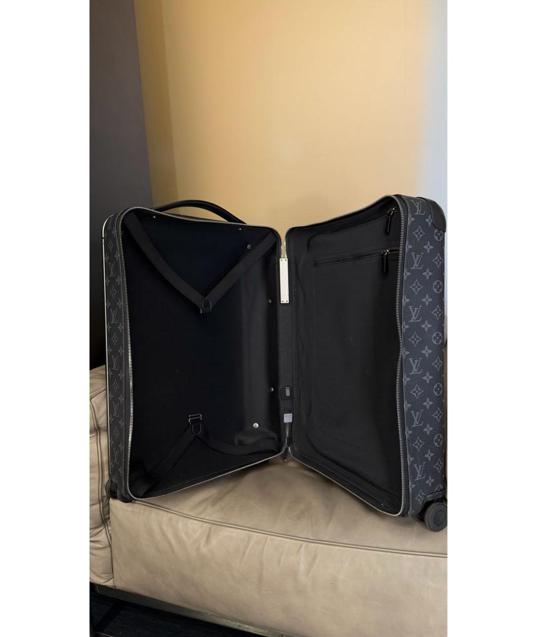 LOUIS VUITTON Черный кожаный чемодан, фото 4