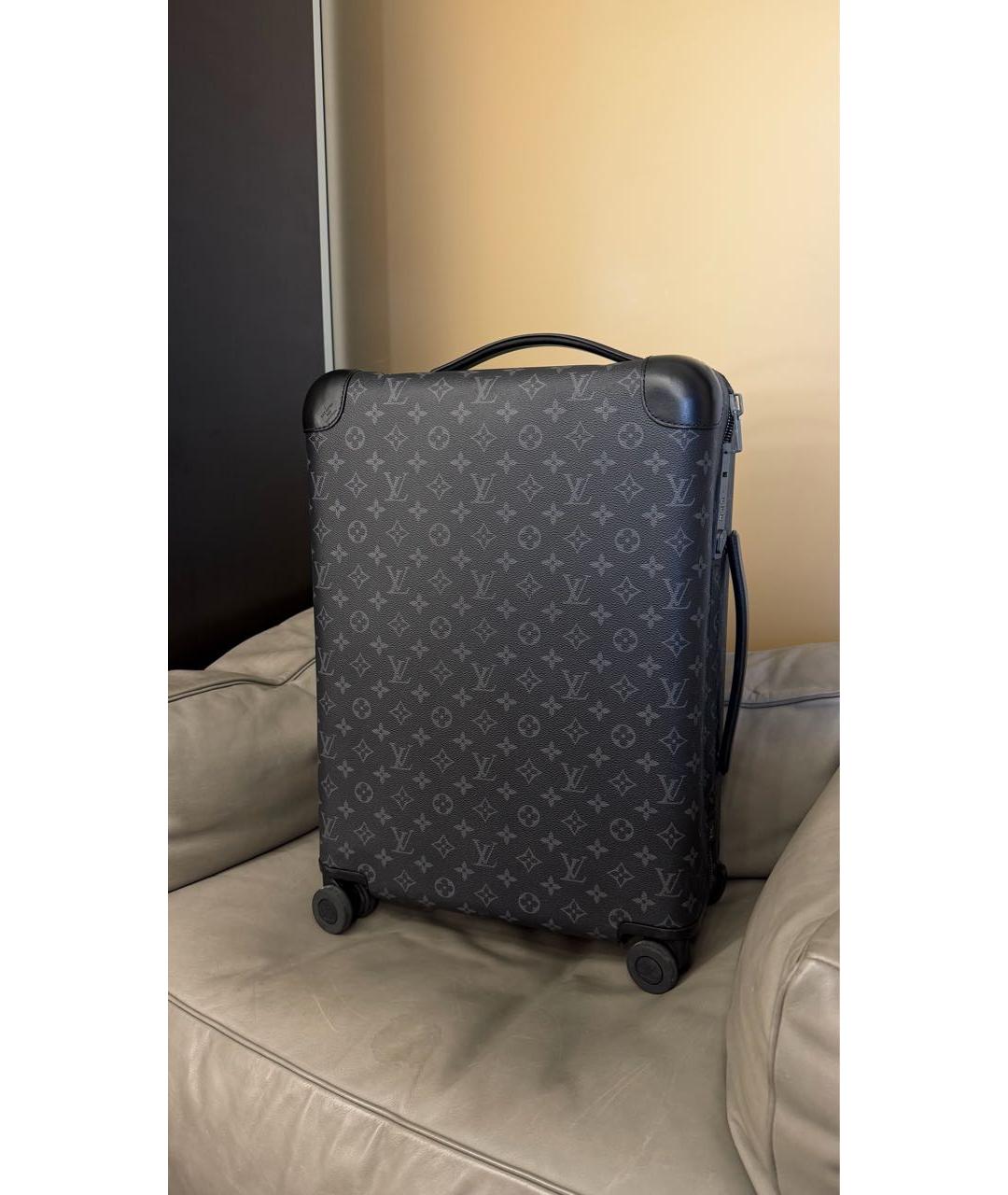 LOUIS VUITTON Черный кожаный чемодан, фото 8