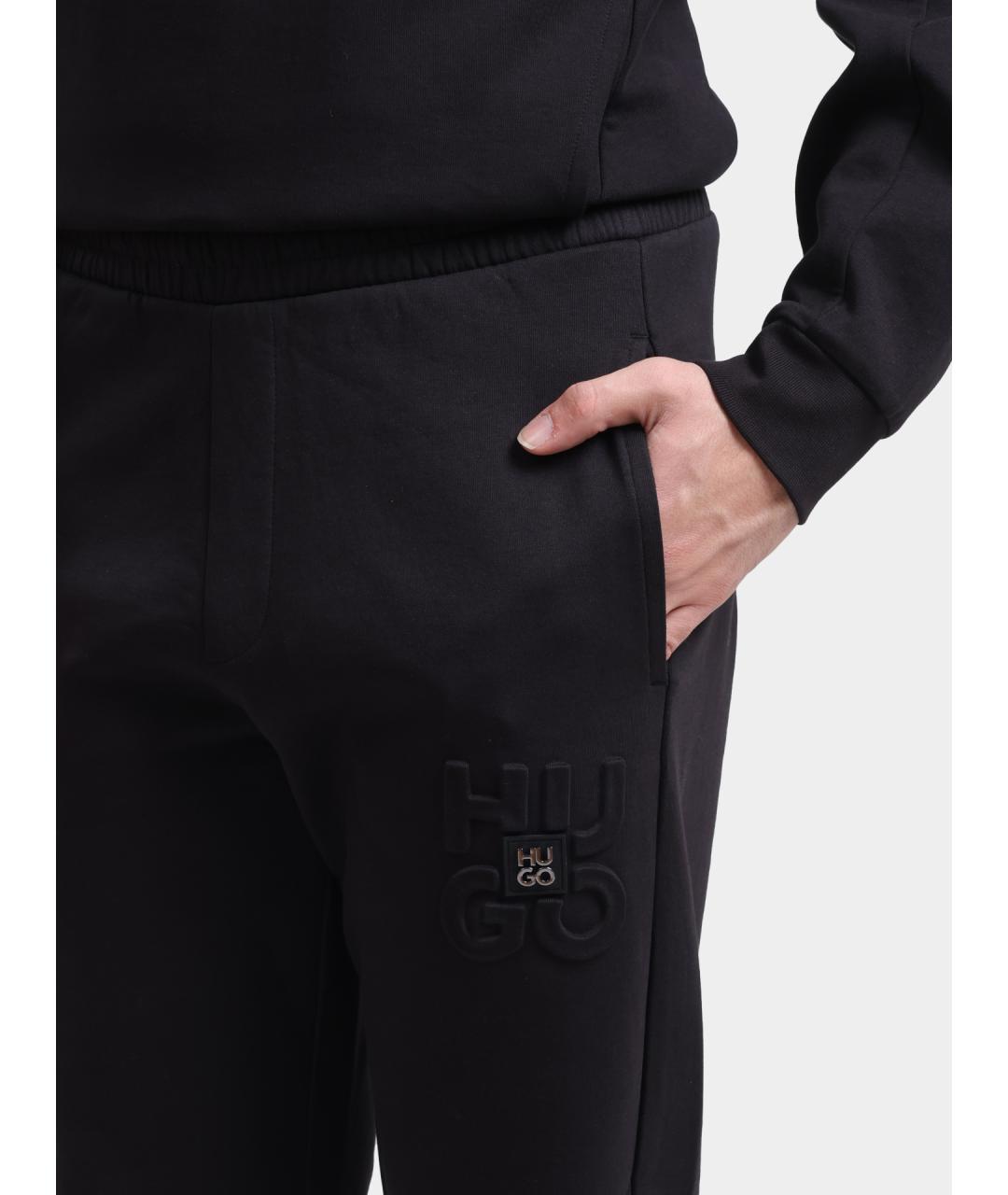 HUGO Черные хлопковые повседневные брюки, фото 3