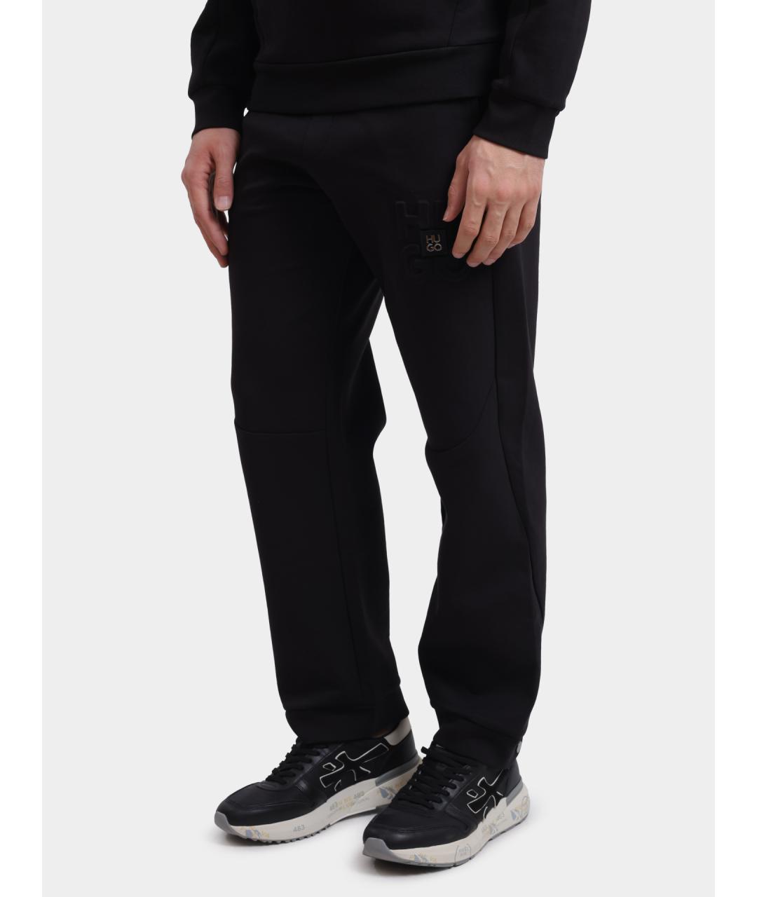 HUGO Черные хлопковые повседневные брюки, фото 2
